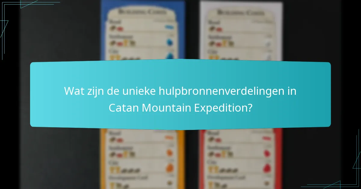 Wat zijn de unieke hulpbronnenverdelingen in Catan Mountain Expedition?